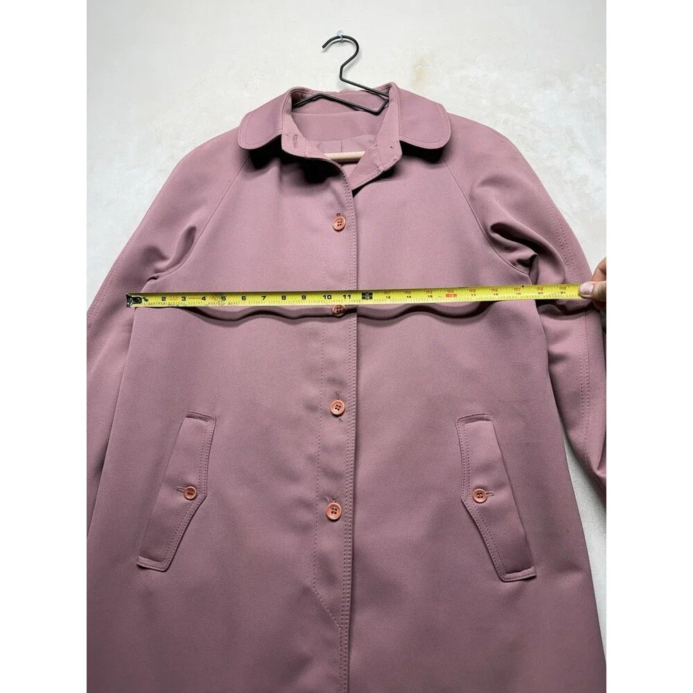 Vintage 80s Forecaster of Boston Women's M Trench Coat Woven Polyester Raincoat - Picture 5 of 6